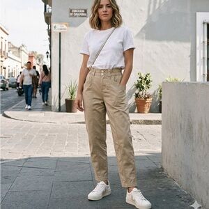 Free people Movement by Free People Beige Elastic Waist Pants
